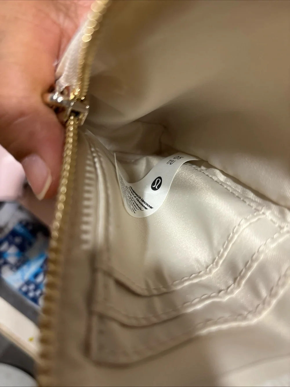 Lululemon Dual Pouch Wristlet Wallet Cream Blue 2 Piece Set